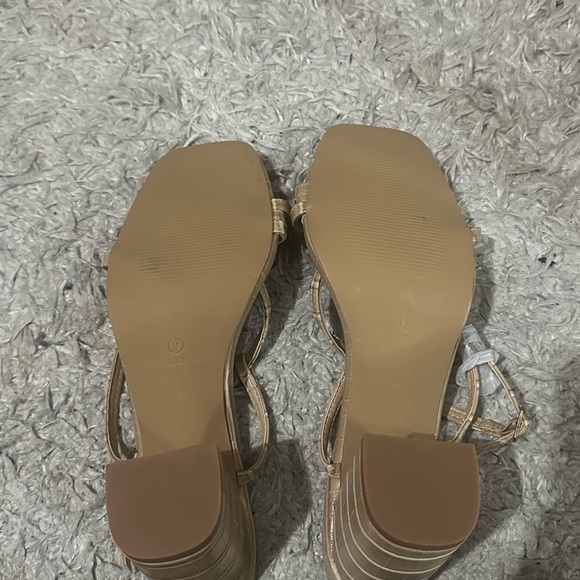 Lulus Nude Crocodile-Embossed Strappy High Heel Sandals Size 9 - Picture 4 of 6